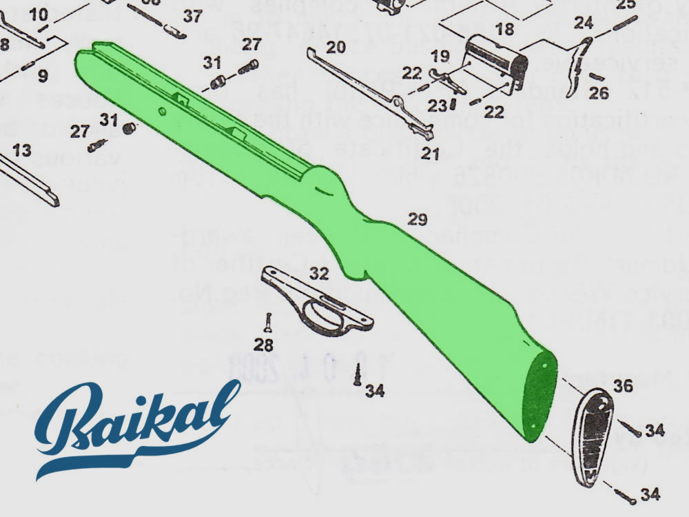 Kunststoffschaft fĂĽr Luftgewehr Baikal IJ 512