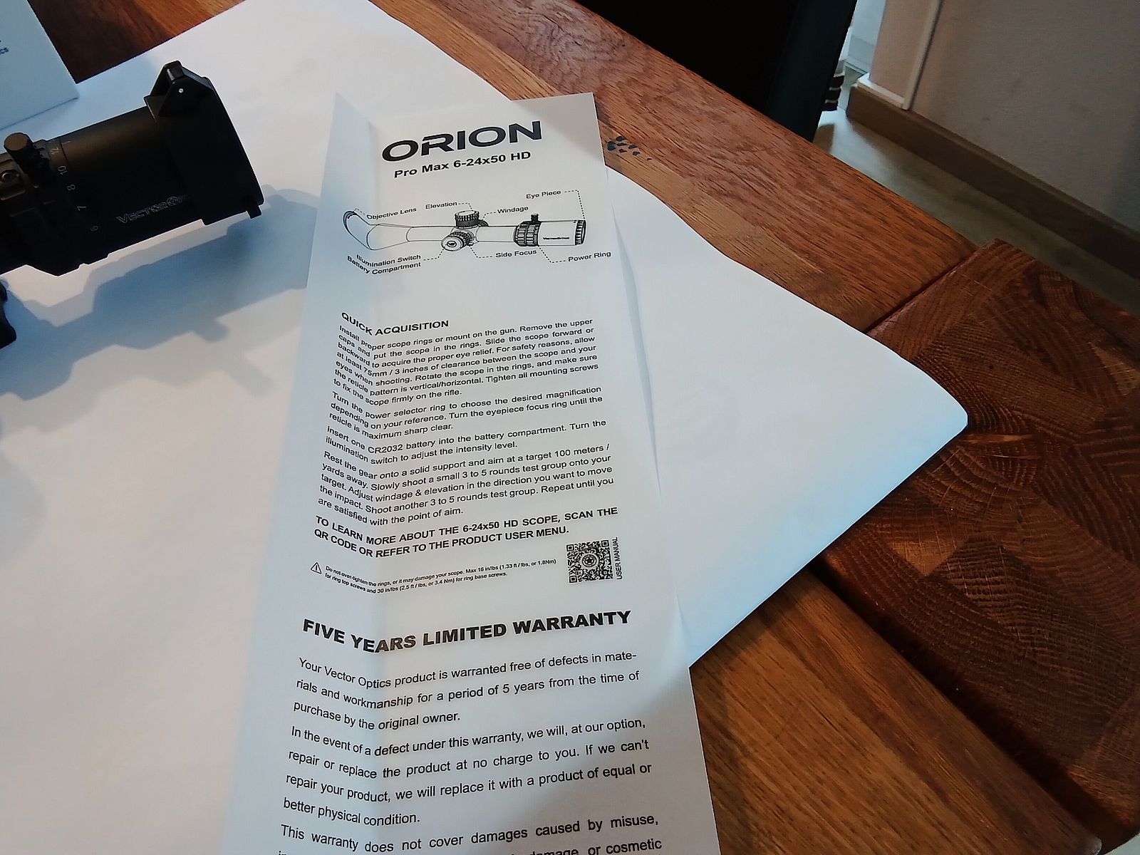 Vector Optics Orion Pro Max 6-24x50 HD riflescope, like new! Still 4.5 years warranty