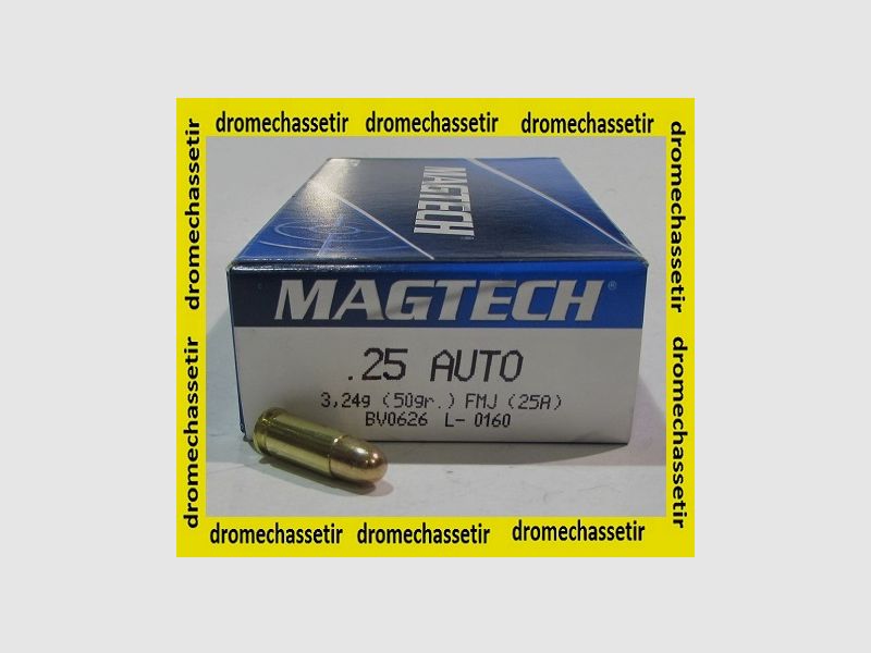 Box mit 50 Patronen Magtech, Kal. 25 ACP, FMJ 50 grains