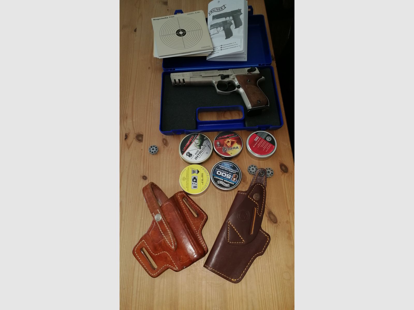 Walther CP 88 vernickelte Luftpistole mit viel Zubehör