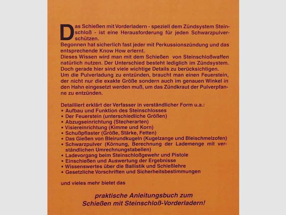Buch:	 Das Schießen mit Steinschloß-Vorderladern