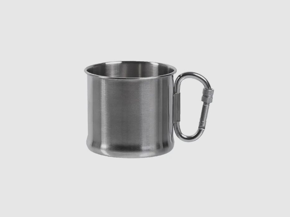 Becher / Tasse 500 ml aus Edelstahl - mit Karabiner - Henkel