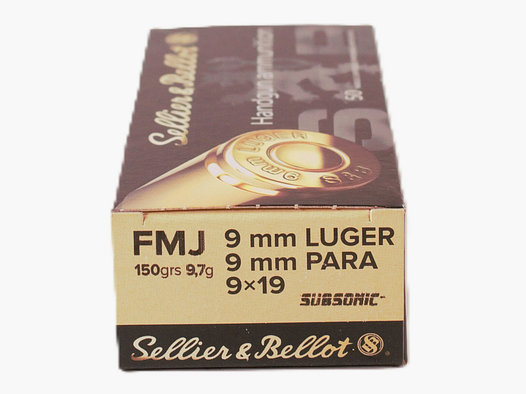 sellier & bellot 9×19 fmj 150grs subsonic
