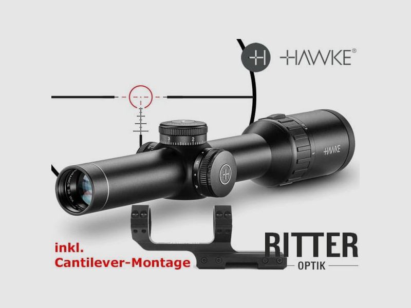 Hawke Zielfernrohr ENDURANCE 30 WA 1-4×24 Tactical DOT MRAD Leuchtabsehen