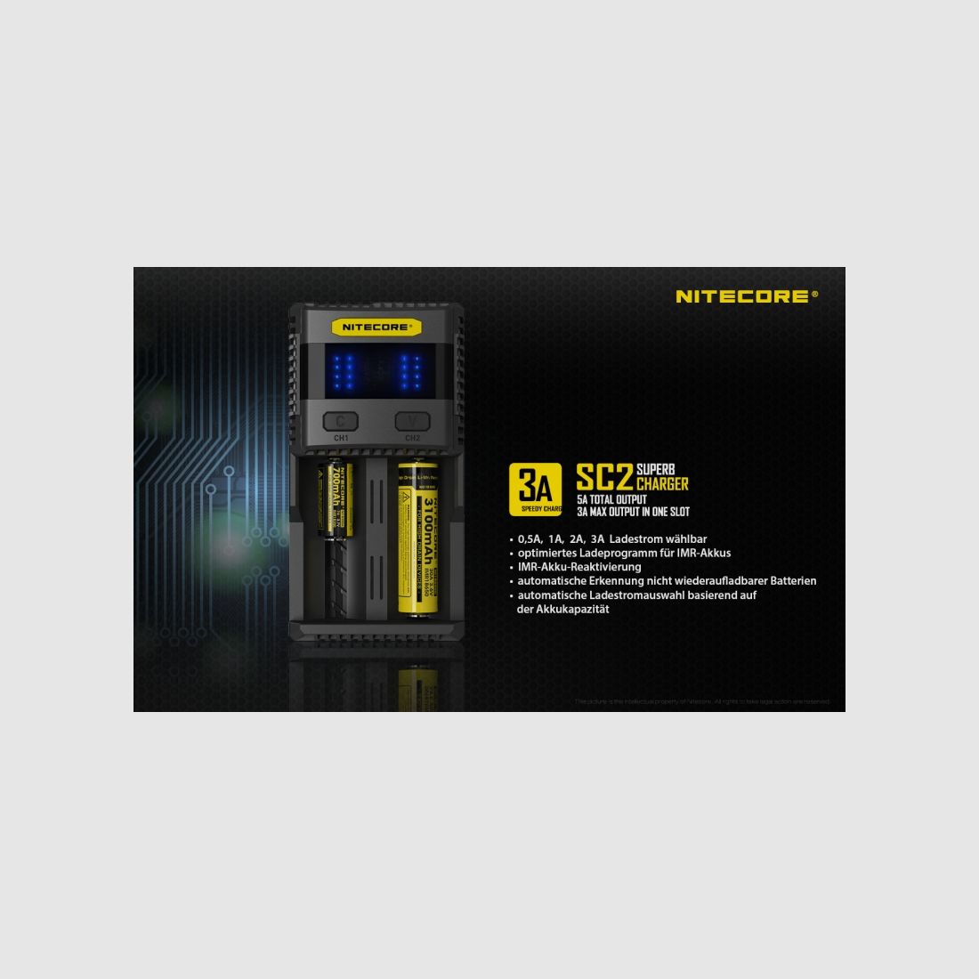 Nitecore SC2 3A Szybka ładowarka