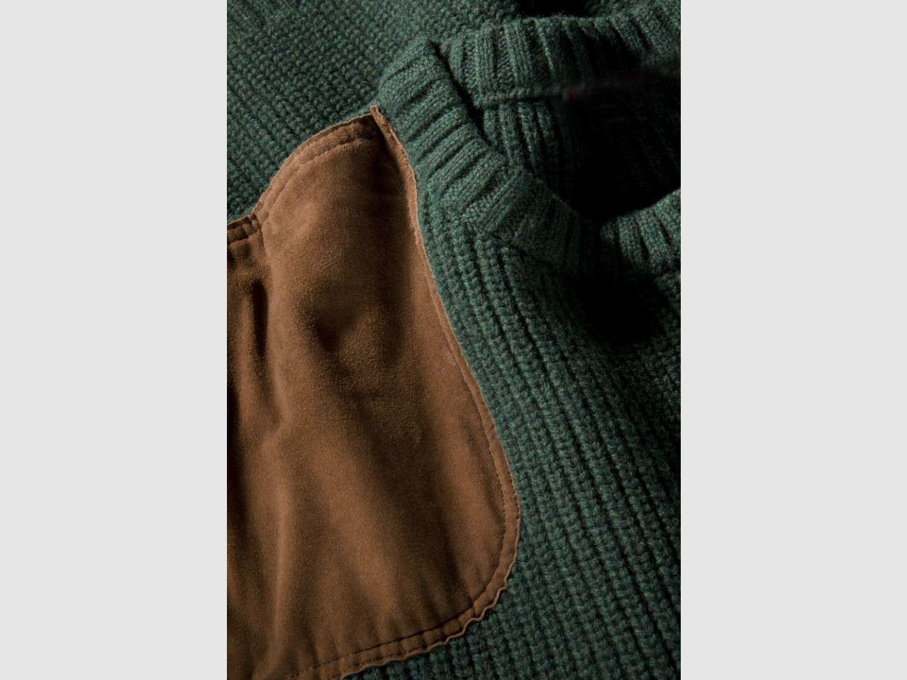 Jagdpullover mit Leder, grün, Bild 2 von 3