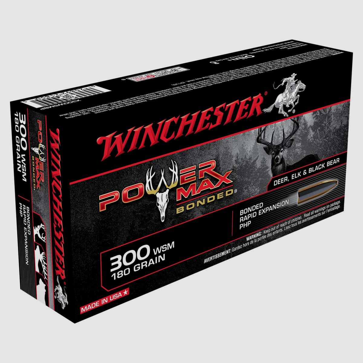 Winchester Power Max Bonded .300 WSM 180GR Bonded Rapid Expansion PHP 20 cartridges