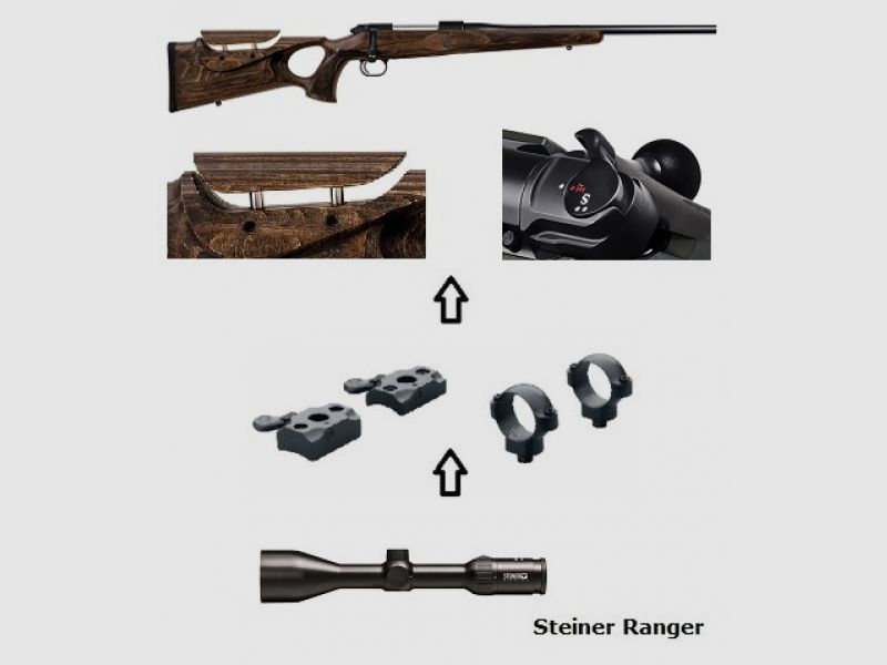 Mauser M12 MAX + Steiner Ranger 3-12x56 + Montaggio + ... Pacchetto completo