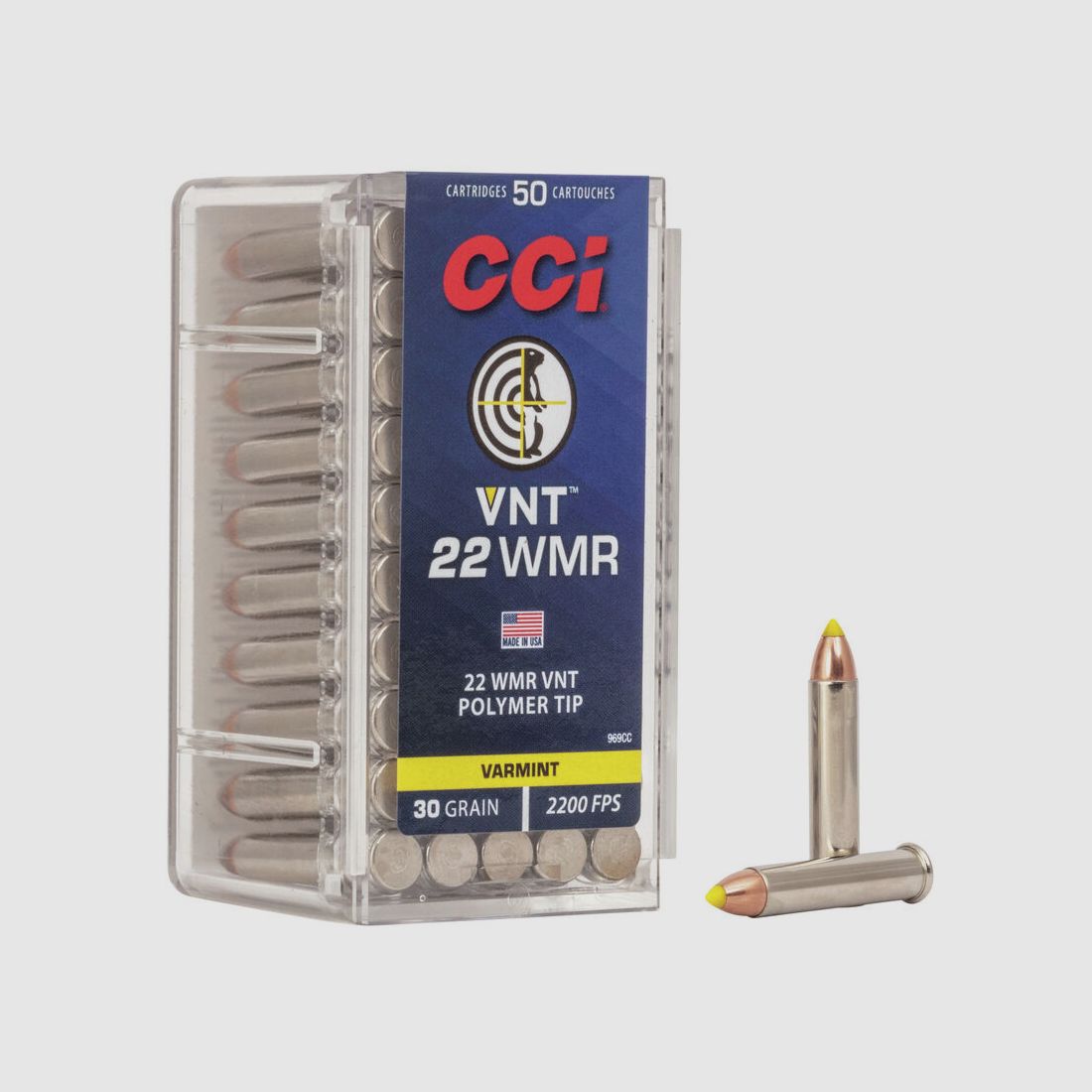 CCI VNT .22 WMR 30GR Polymer Tip 50 cartucce