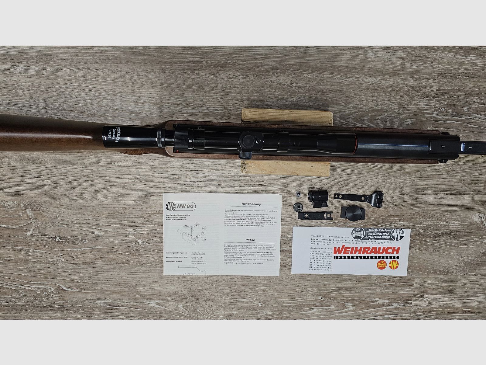 Weihrauch HW80 (Erstbesitz) Kal. 4,5mm Diabolo– Weitschuss-Luftgewehr (EWB) – Inkl. Optik & Zubehör