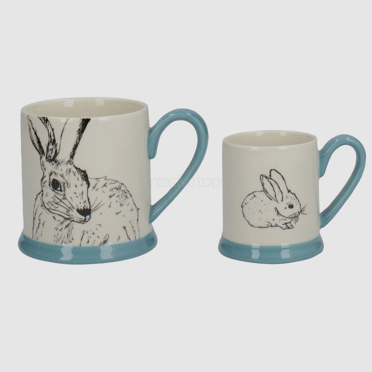 Lovergreen Kunst des Tisches Motiv Set mit Hase- und Häschen-Becher