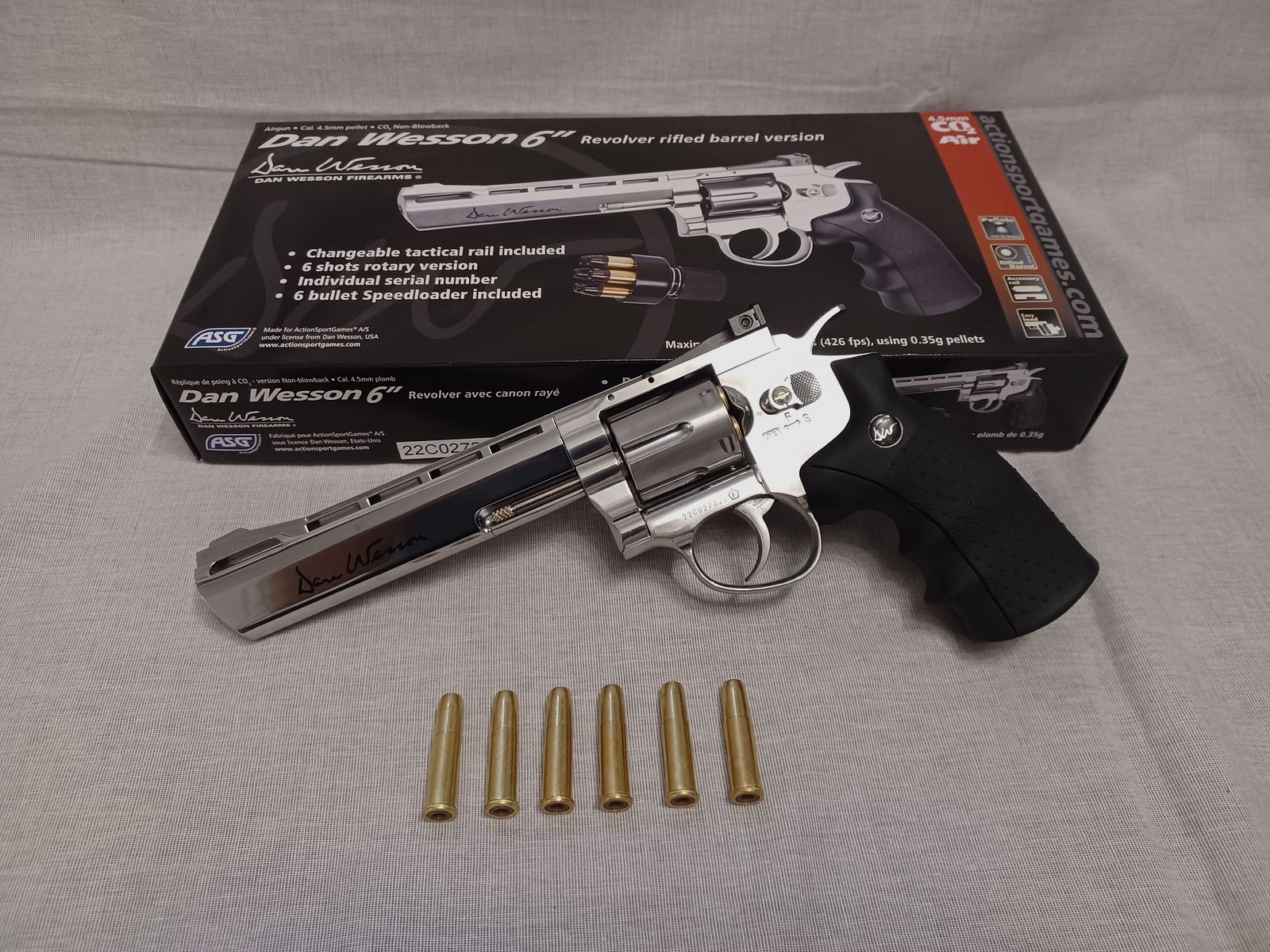 Dan Wesson 6" chrom / 4,5 mm Diabolo / CO2 / Revolver / OVP (115)