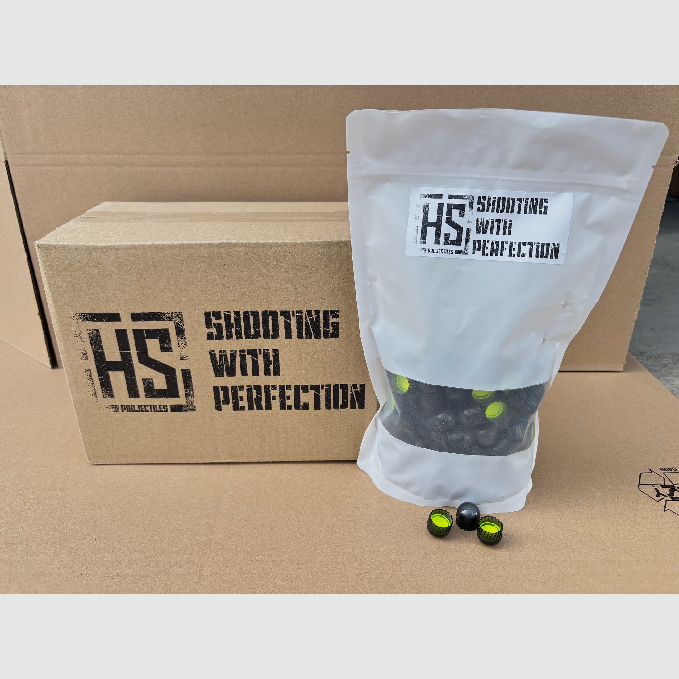 HS Projectiles V4 .68 Paintball Projektile 200 Stk MagFed Schwarz Gelb