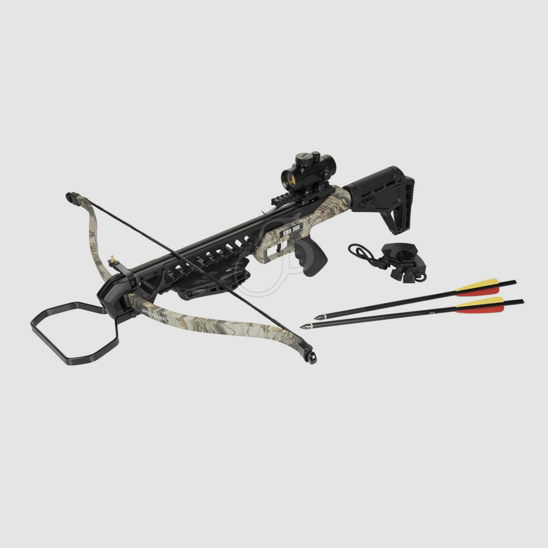 Recurve Armbrust Skorpion XBR 300 camo 175 lbs Red Dot 2 Pfeile und ZubehĂ¶r (P18)