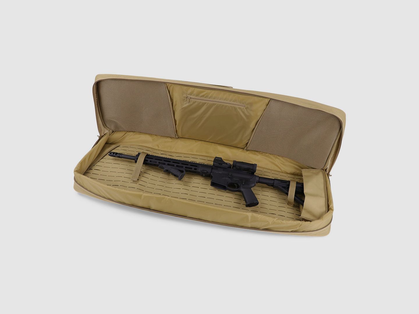 Housses d'armes d'hiver Sac tactique 110 cm – Laser-Cut MOLLE, système de transport de sac à dos, nylon 1000D (Dune)