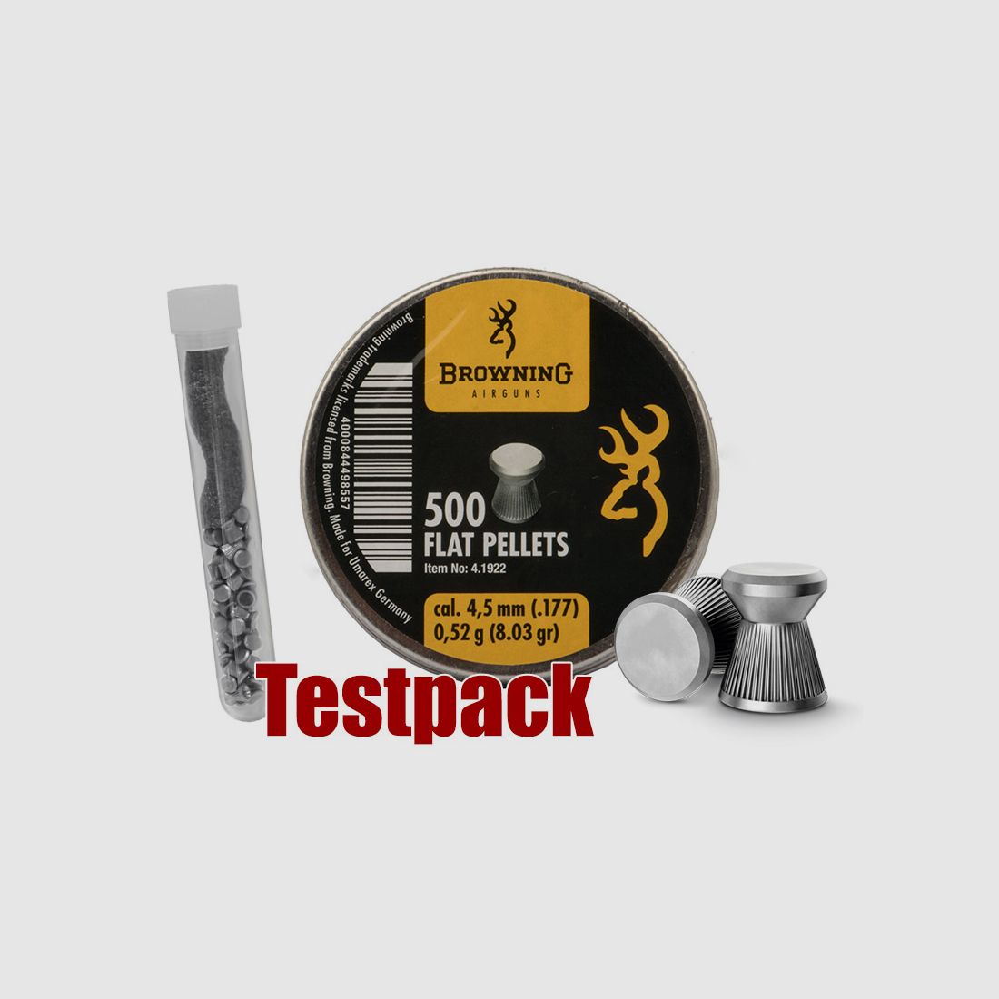 Testpack Flachkopf Diabolos Browning Flat Pellets Kaliber 4,5 mm 0,52 g geriffelt 40 StĂĽck