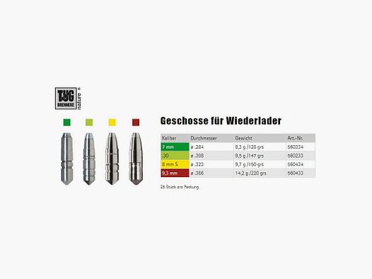 Brenneke Geschosse TUG natu 8 mm S 9.7 g
