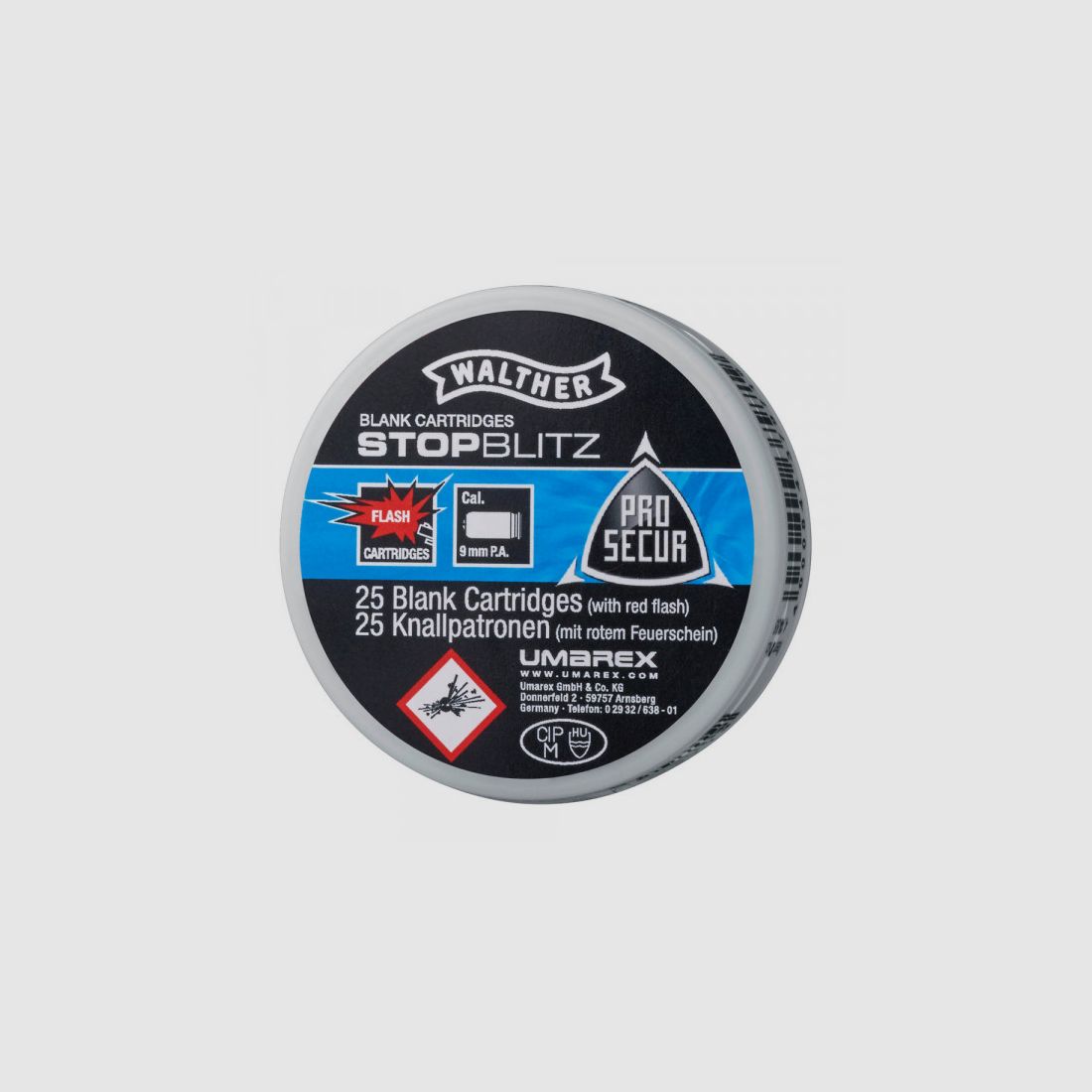 WALTHER STOP-BLITZ PATRONEN - 9MM P.A.K.. - 25 SCHUSS