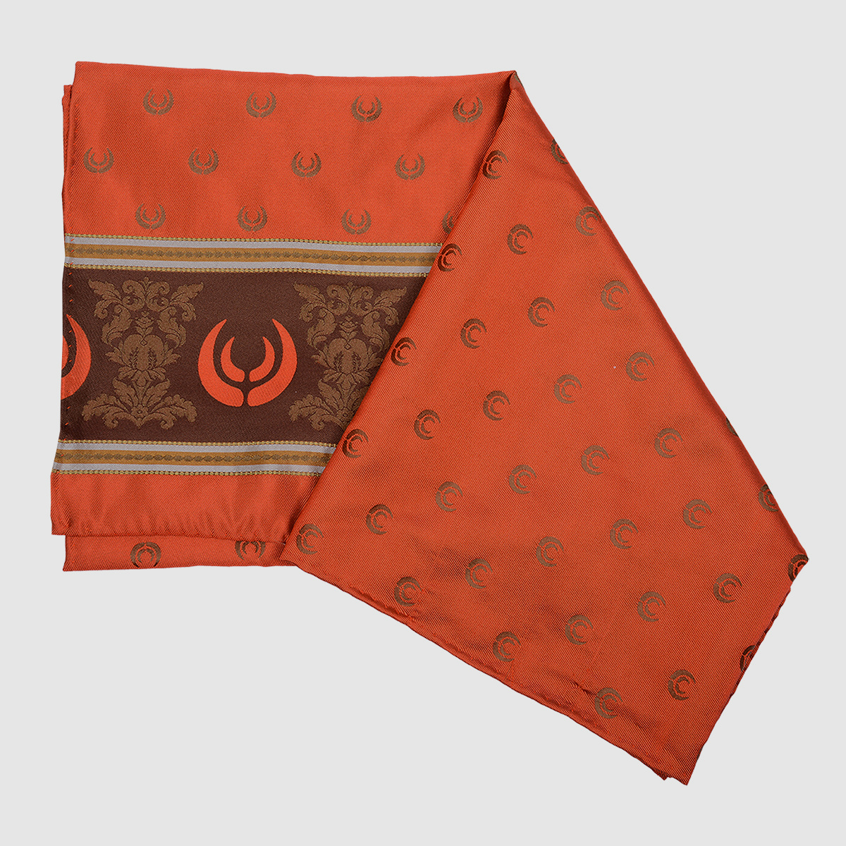 KEYLER Seidenschal Gewaff Orange/Braun/Beige