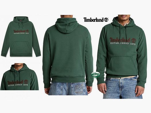 TIMBERLAND Felpa con Logo Established 1973 Ricamato colore verde scuro