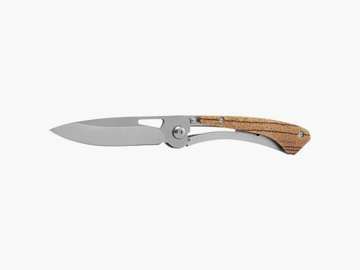 Coltello pieghevole con apertura a pivot e manico in legno