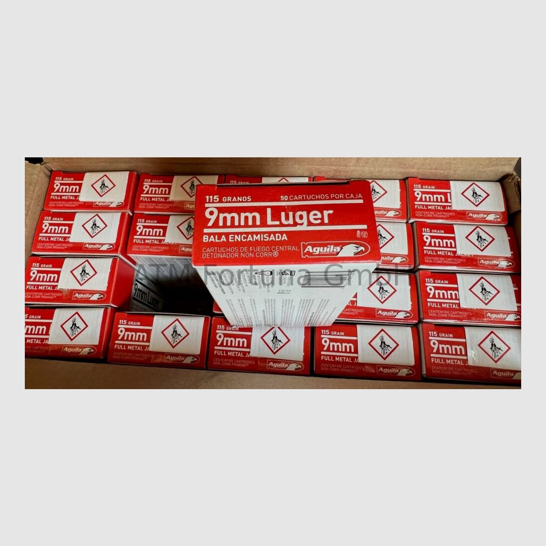 Aigle 1000 pièces Standard 9mm Luger (9x19) FMJ 115 grs cartouches de pistolet
