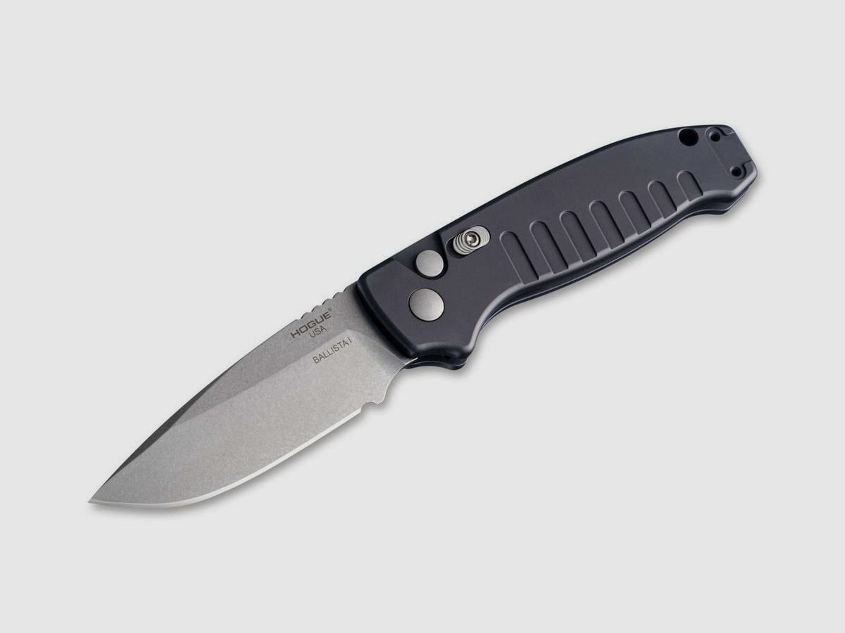 Hogue Ballista-I 3.5" Droppoint Tumble Blade Matte Black Automatic Knife, image 2 of 4
