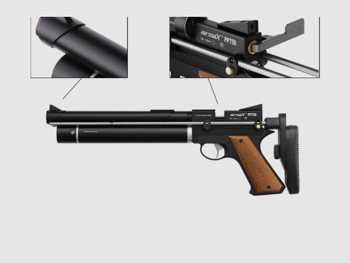 AirmaXPP750 LP compressed air pistol caliber 4.5 mm diabolo (P18)