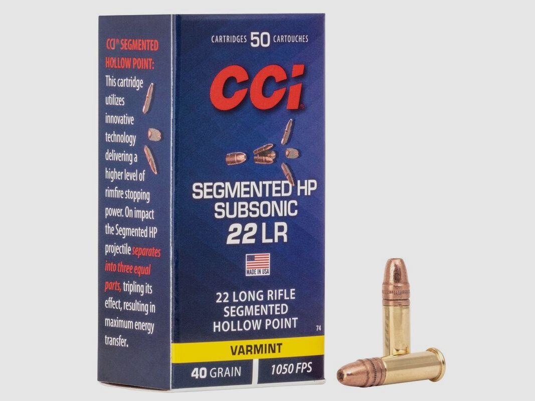 CCI Segmented Hollow Point Subsonic .22 LR 40GR 50 cartridges