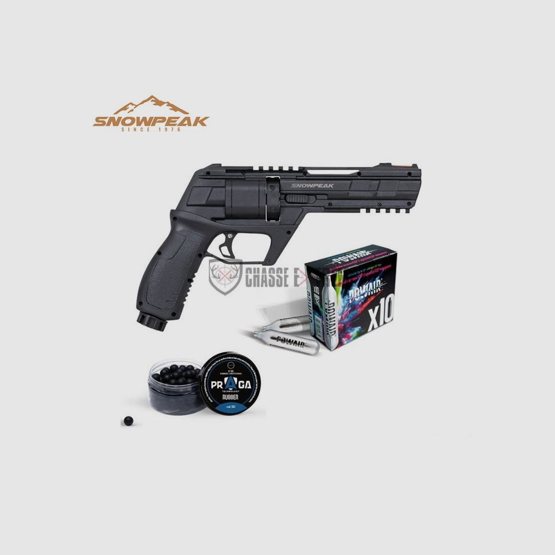 Pack Revolver SNOWPEAK CP300 13j Kal. 50 + Co2 + Kugeln