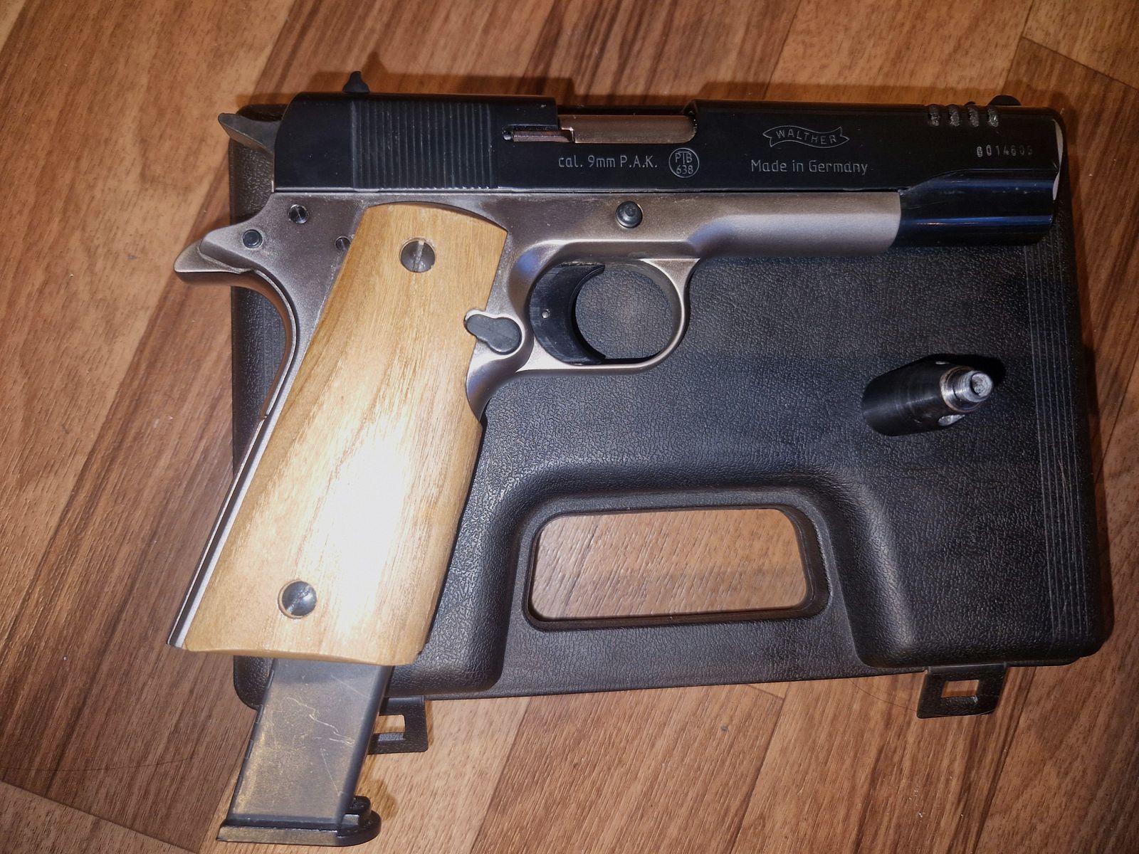 Walther Big Bore S PAK impugnatura in legno 9 mm PTB 638 raro, immagine 1 di 5