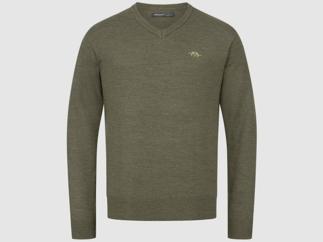 Blaser Herren Merino V-Neck Sweater dunkel oliv S