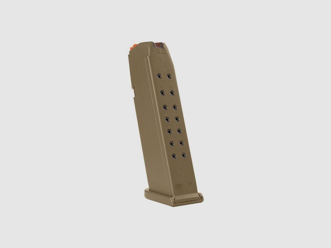 CHARGEUR GLOCK COYOTE 17-01 AVEC SUPPORT ORANGE 9x19, image 3 sur 4