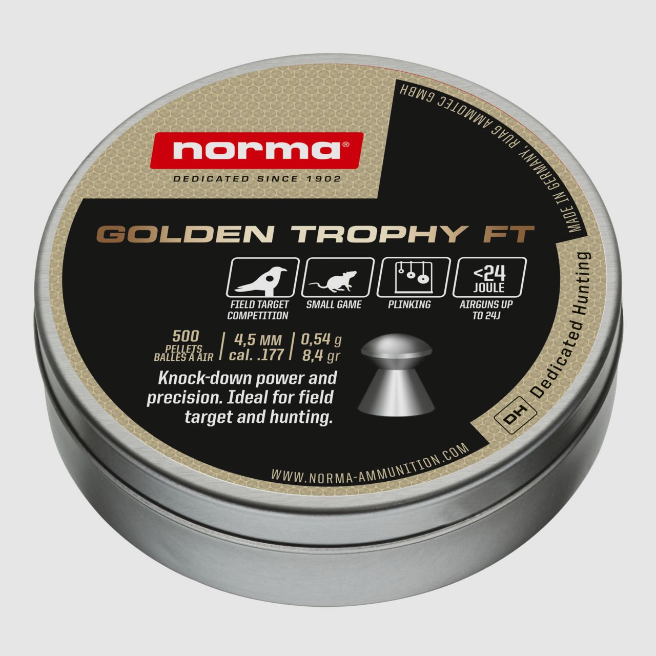 NORMA GOLDEN-T FT 5,5MM 1,03G Rundkopf - Box mit 250 Diabolos
