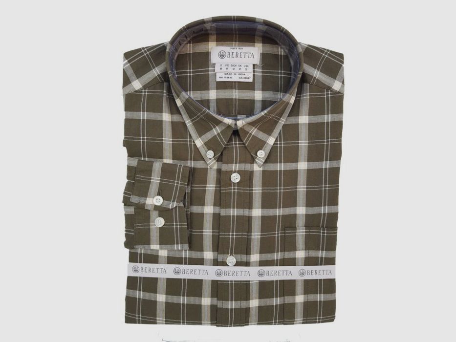 Beretta Camicia Drip Dry Button Down Verde/Beige A Quadri button down in Drip Dry, il tessuto che non si stira ed asciuga rapidamente.