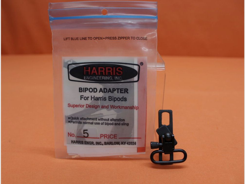 Harris Harris Adattatore No.5: Anello per cinghia 9mm per AR-15 con piastra rettangolare e gancio per cinghia QD