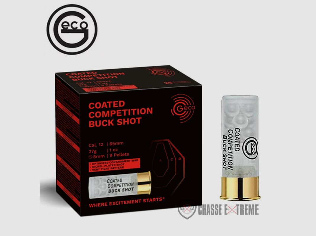25 Cartucce GECO Coated Competition Buck Shot cal 12/65