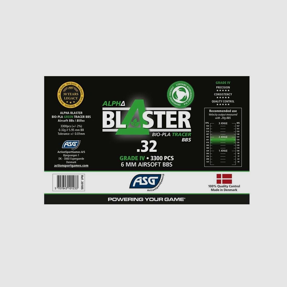 ASG Alpha Blaster Tracer 3300 Stk 6mm BB / 0,32 g / BIO / Grün, Bild 3 von 3