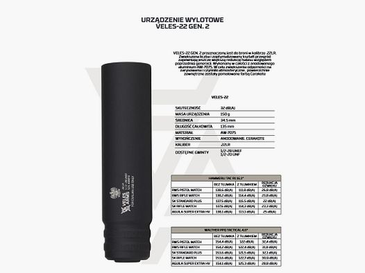 Dispositivo di volata Veles .22lr 1/2-20 UNF