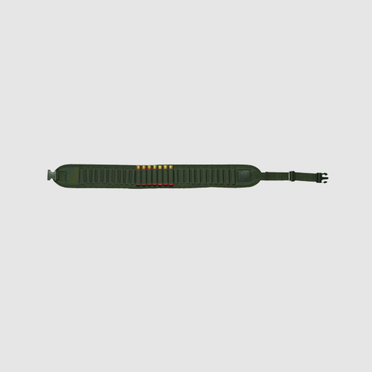 A cartridge belt made of nylon fabric green for caliber 12 + 16