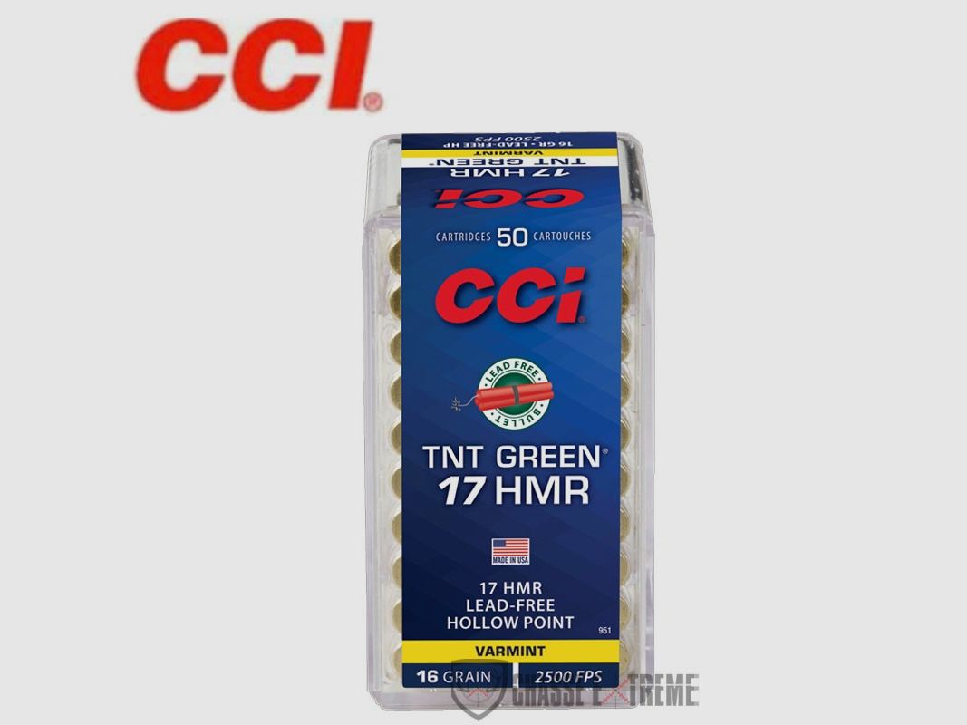 50 CCI TNT Green cartridges .17HMR 16Gr HP