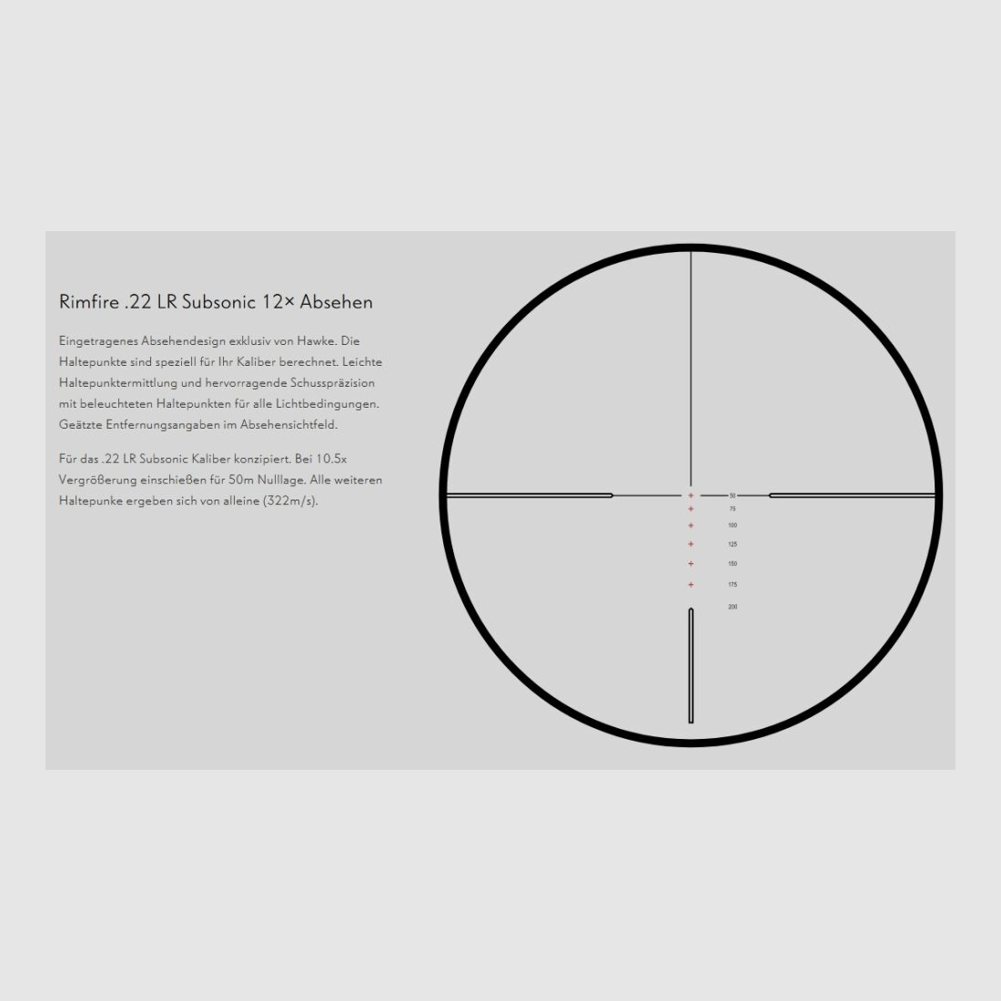 HAWKE Vantage IR 4-12x50 Rimfire .22 (Subsonic) reticle, central tube 25.4mm / 1", 14251