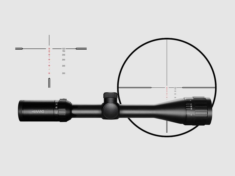 Zielfernrohr von Hawke Modell Vantage IR 1 Zoll 4-12x40, Absehen Rimfire .17 HMR