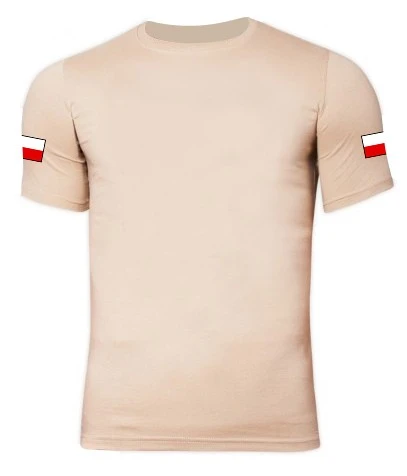 T-shirt beige con bandiere sulle spalle TigerWood, svendita