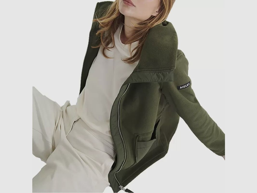 Chaqueta Forro Polar Aigle Bimaterial Verde, imagen 6 de 7