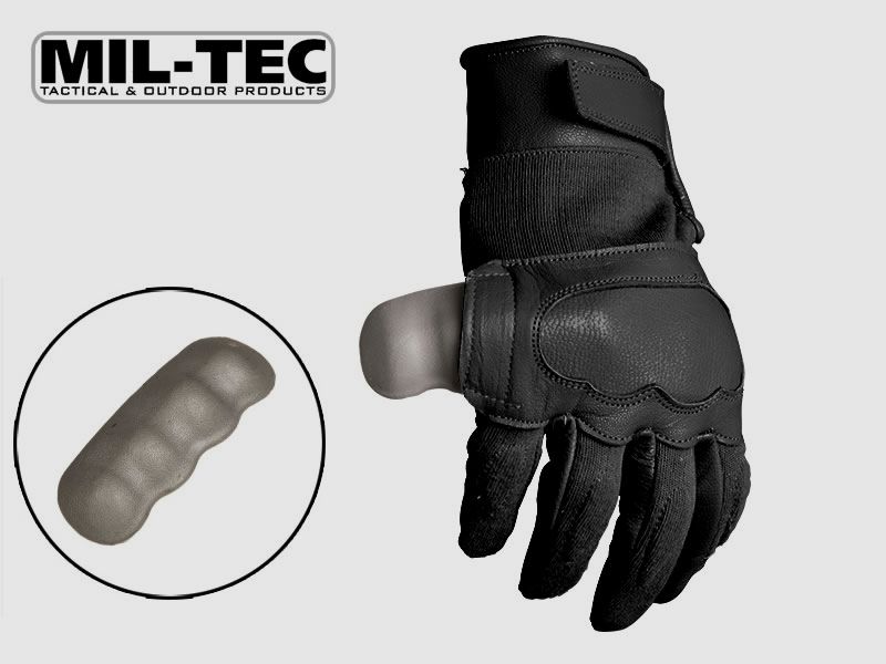 MIL-TEC taktische Lederhandschuhe BLACK, schnitthemmend, KnĂ¶chelschutz, Polsterung, Gr. XXL