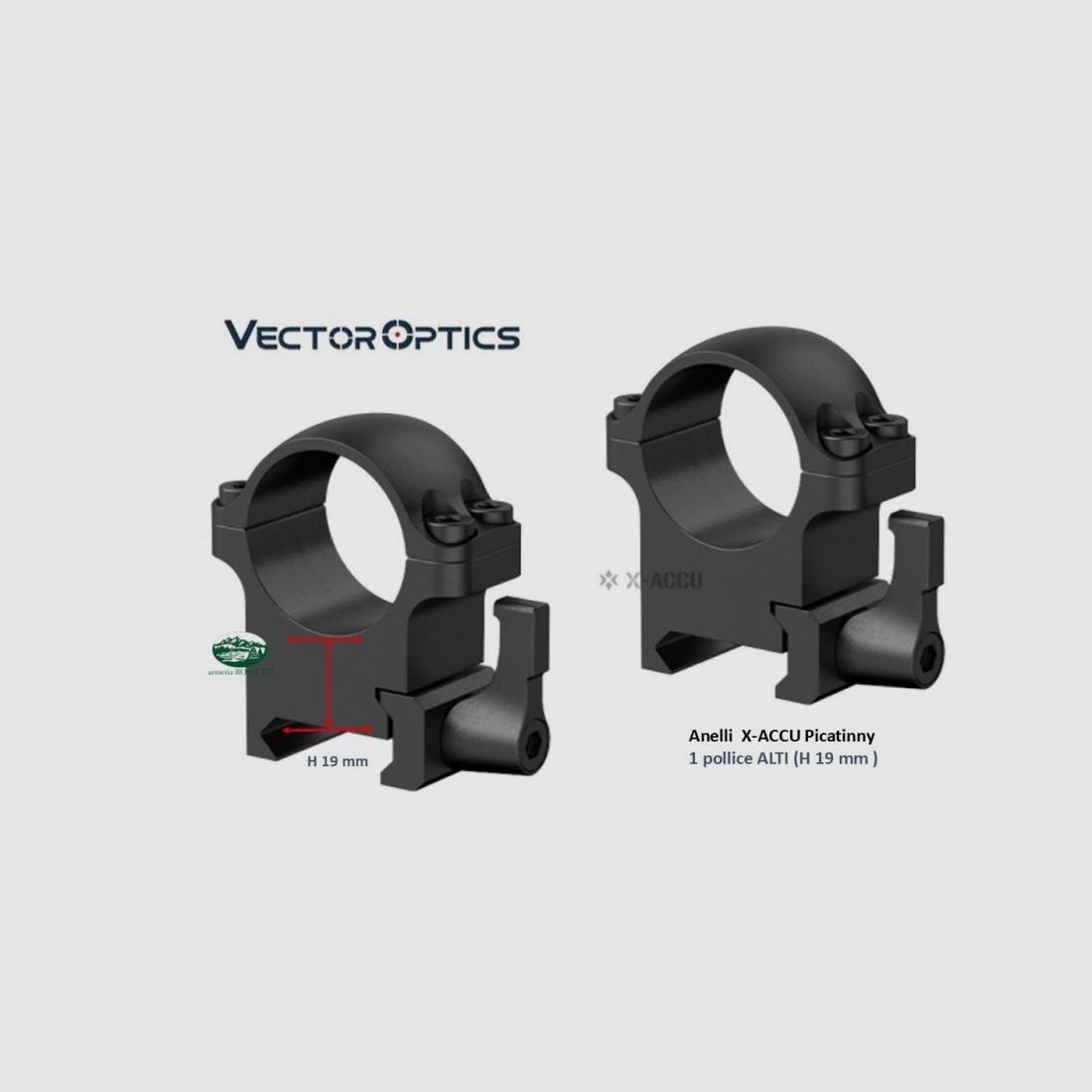 VECTOR OPTICS Picatinny-Ringe Durchmesser 1 Zoll Hoch XASR-SQ03