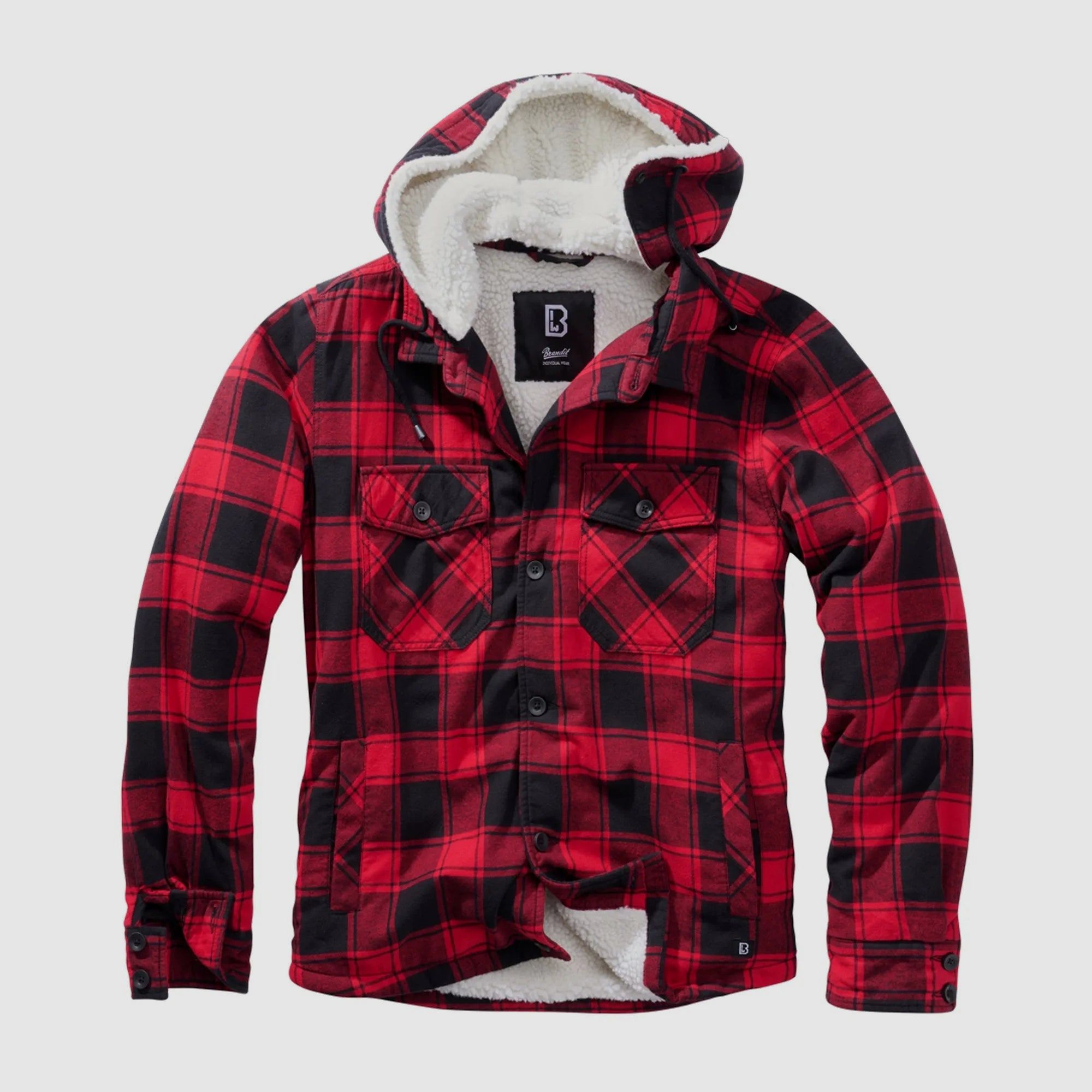 Brandit Brandit Jacke Lumberjacket Hooded rot schwarz