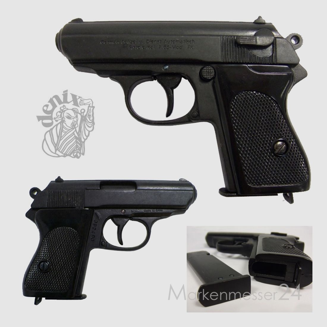 deutsche Polizeipistole, 2. Weltkrieg, Deko Nachbau Schusswaffe Metall