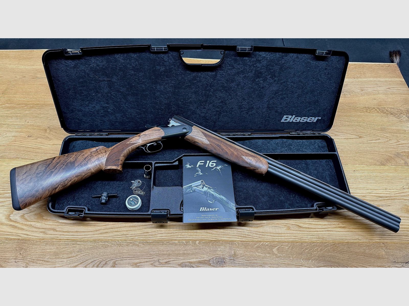 Bockdoppelflinte Blaser F16 Game / HK 7 / mattes Finish / 12/76 / Logo silber / Basküle stahlgrau / LL 71 cm